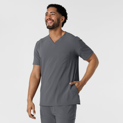 RENEW 6834 Men's V-Neck 5 Pocket Scrub Top Pewter Model Image Right Side | Wink