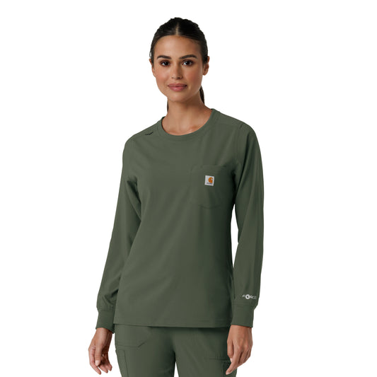 Force Cross-Flex C13610 Women's Crew Neck Long Sleeve Scrub Top Olive