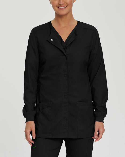 ProFlex 3038 Women's 3 Pocket Warm Up Scrub Jacket Black Image