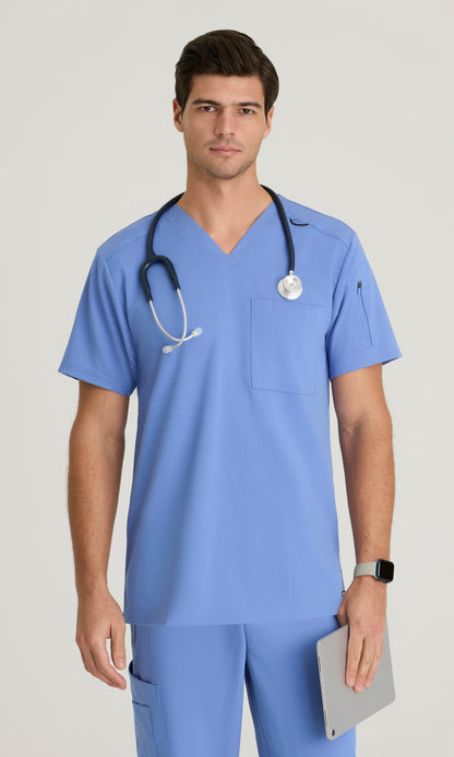 Grey's Anatomy Stretch GRST079 Murphy Scrub Top Ciel Blue