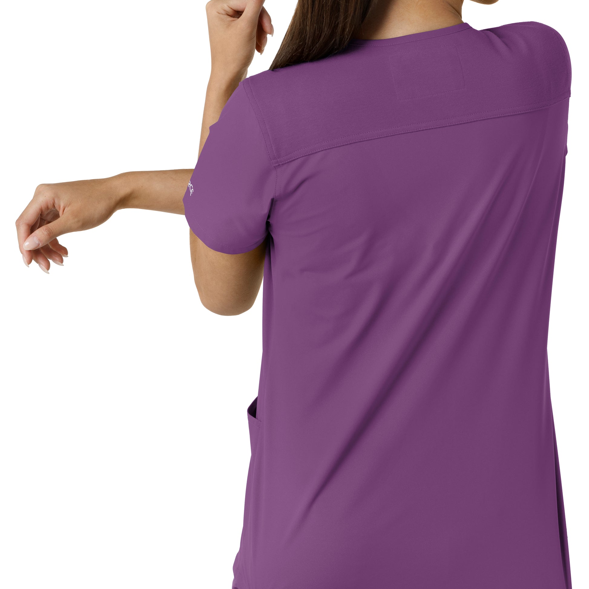 Force Essentials C12313 V-Neck Knit Panel Scrub Top Eggplant Model Image Alternate | Carhartt