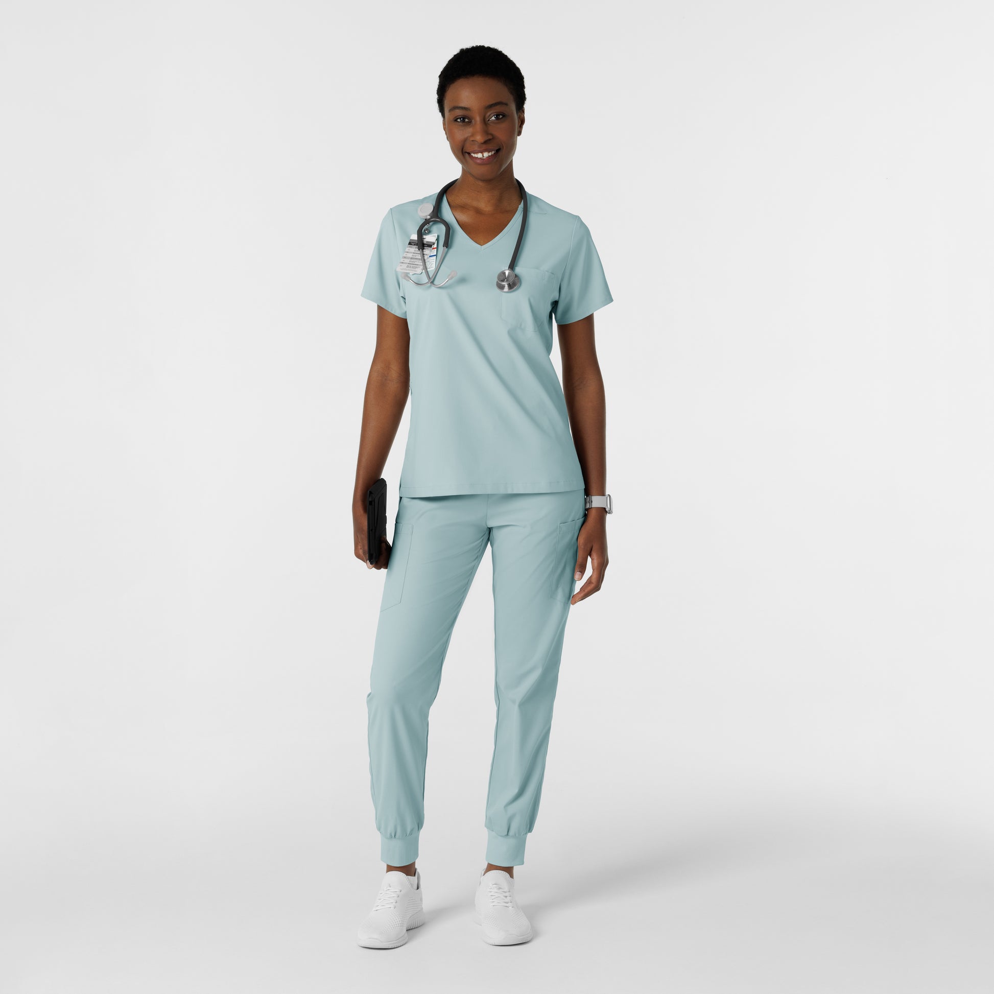 Boundless 6151 Tuck-In Scrub Top Sky Blue Model Image Alternate | Wink