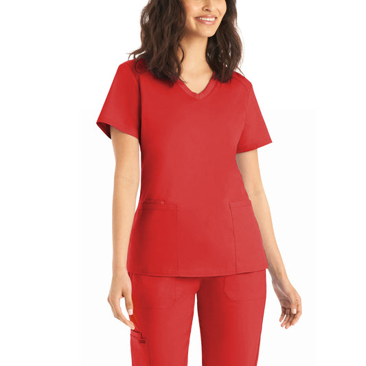 ProFlex LT105 Women's 3 Pocket V Neck Scrub Top True Red Image