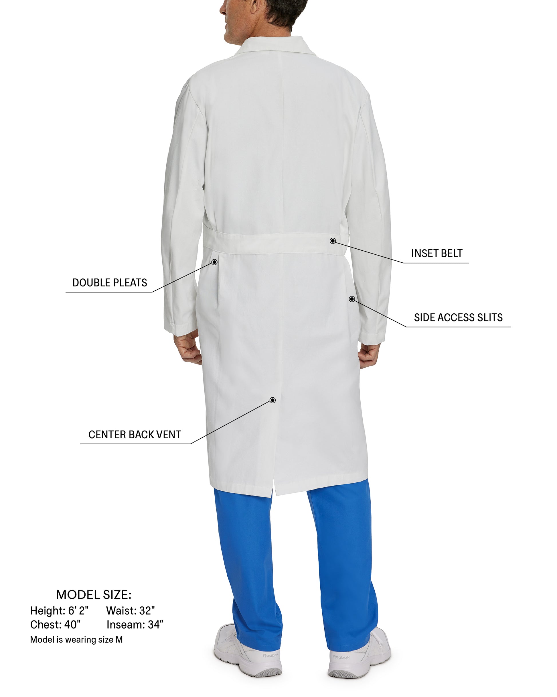 Essential Lab Coats 3138 Men's 3 Pocket Full Length White Coat White Image