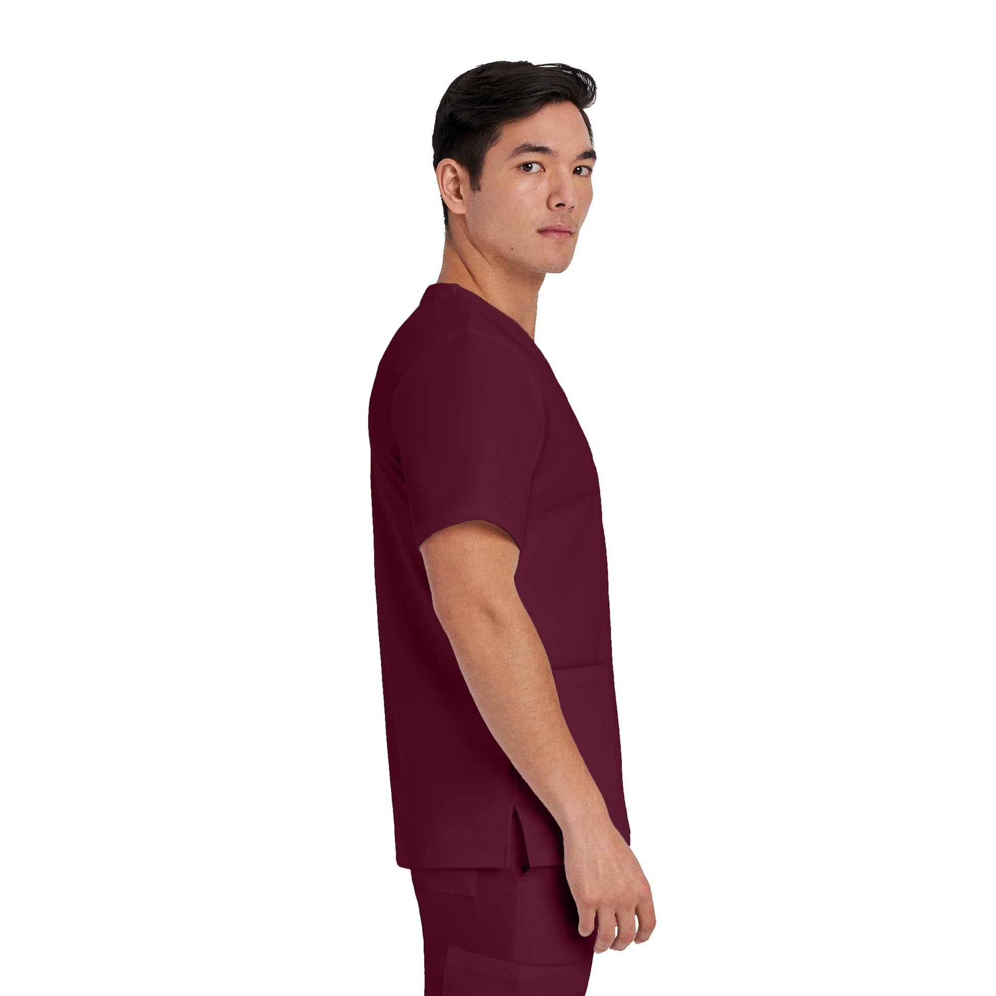 V-Tess 2207 Men's 3 Pocket V Neck Scrub Top Wine Image