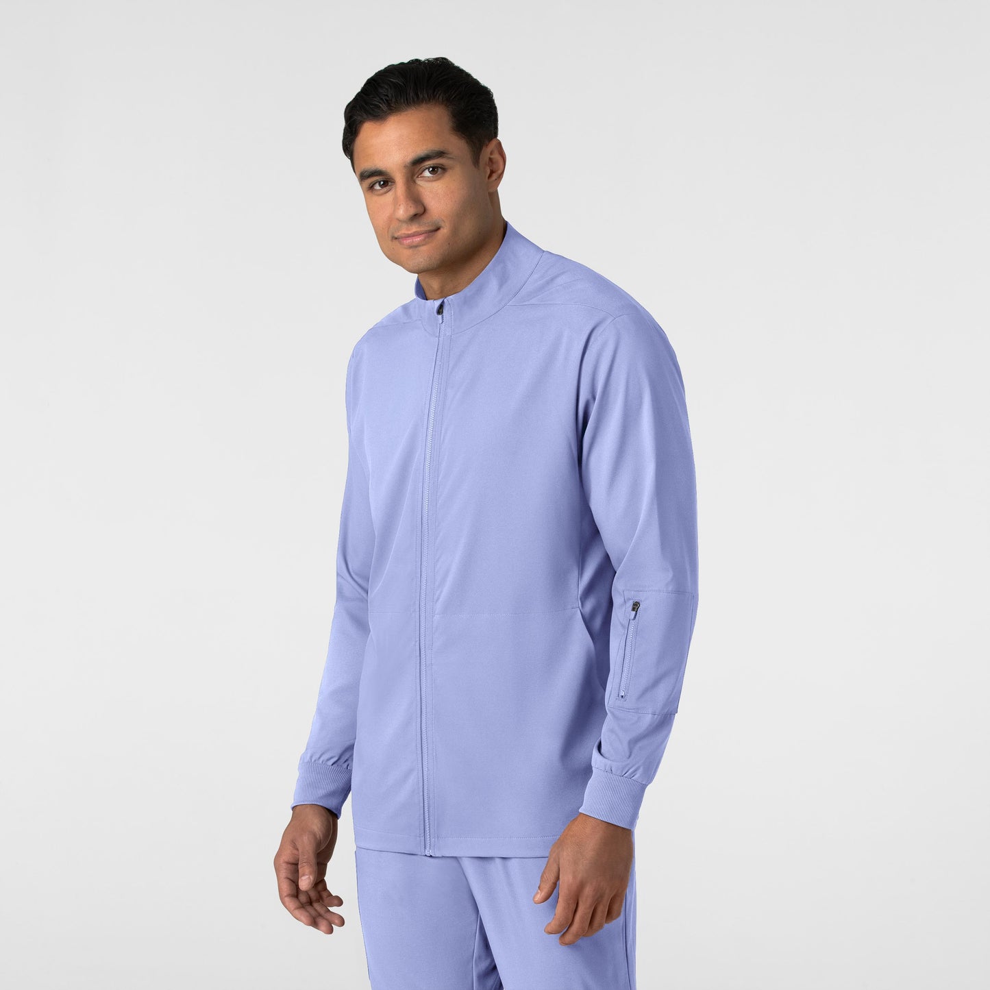 Boundless 8351 Men's Warm Up Scrub Jacket Ceil Blue Model Image Right Side | Wink