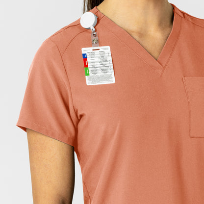 W123 6045 Flex-n-Reach V-Neck Scrub Top Terracotta Model Image Left Side | Wink