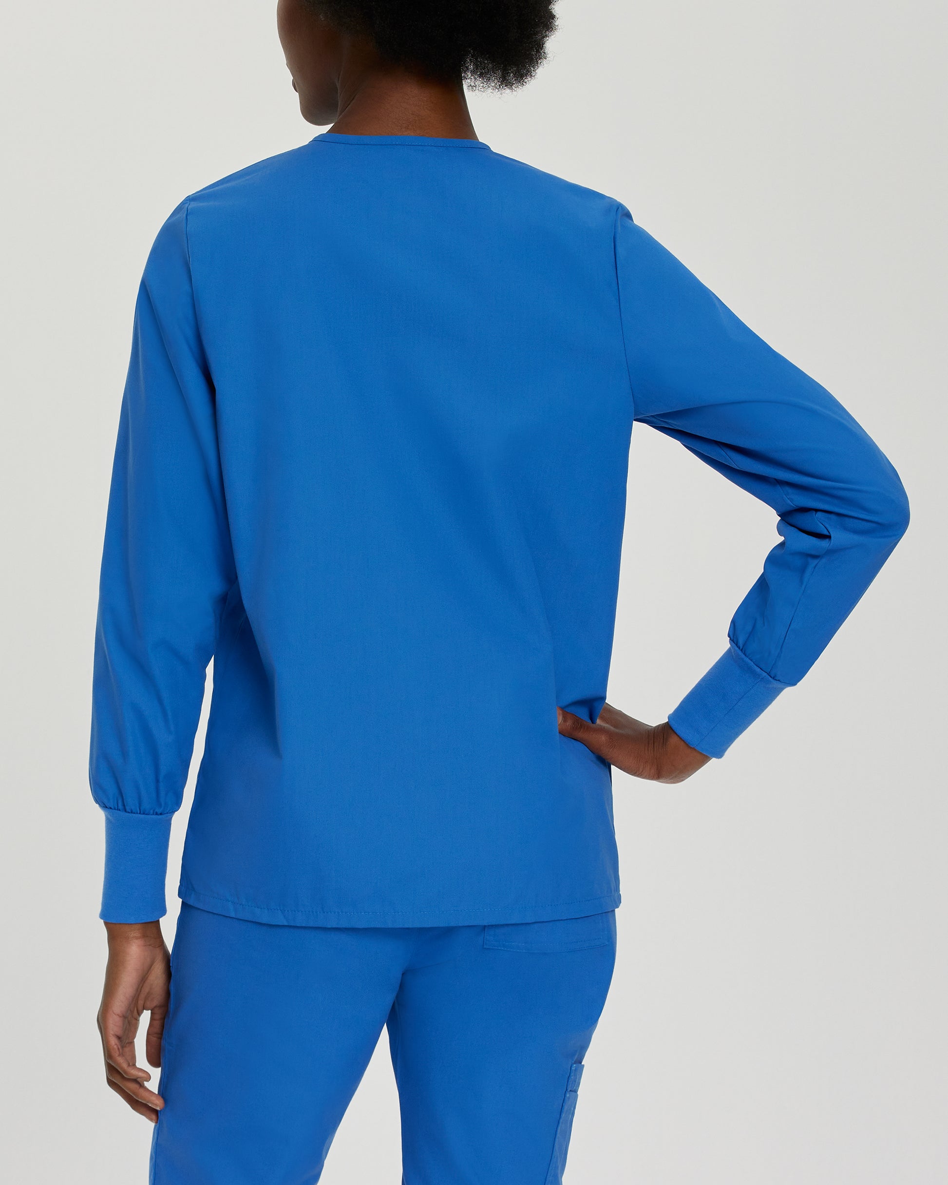 Essentials 7525 Women's 4 Pocket Warm Up Scrub Jacket Royal Blue Image