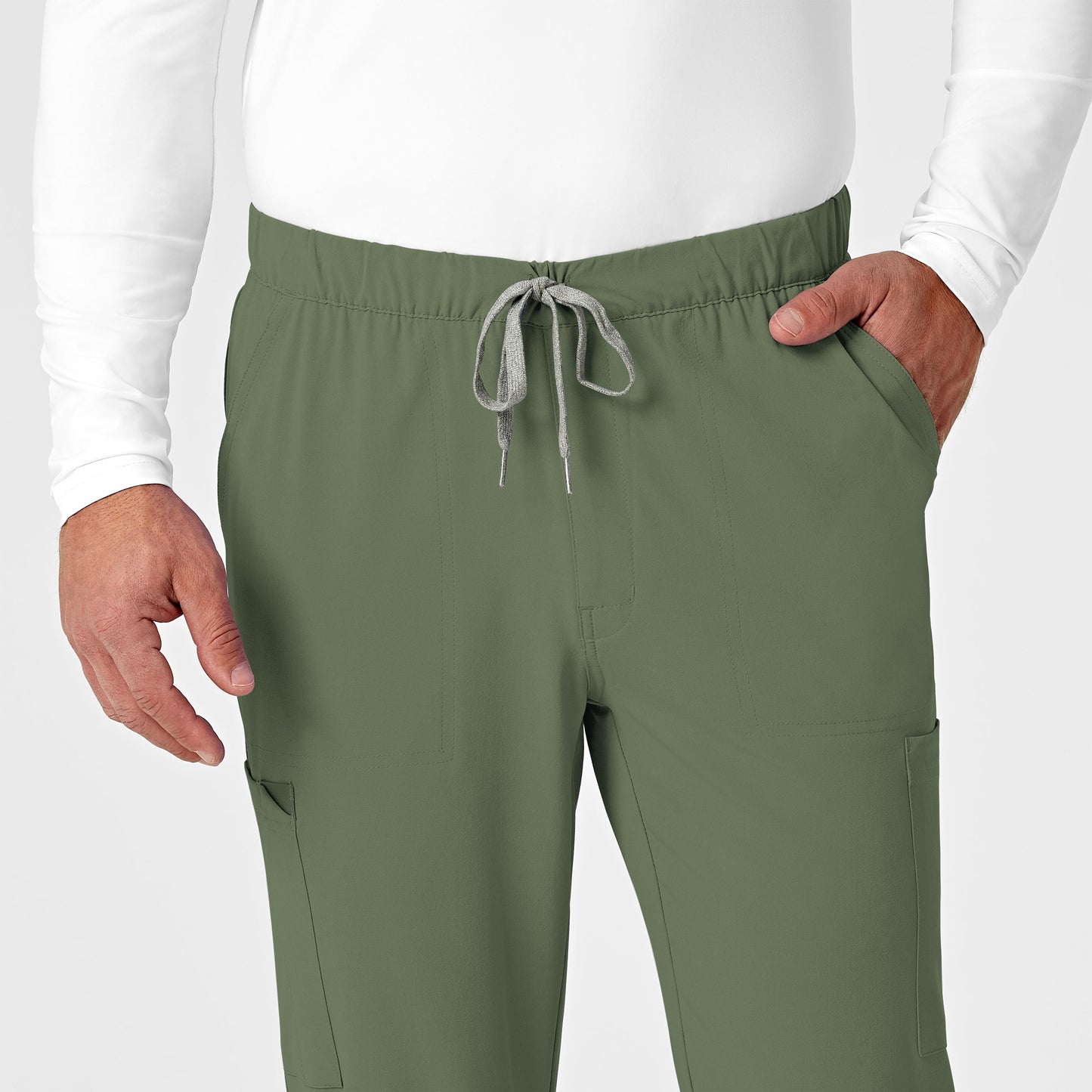 RENEW 5034 Men's Jogger Scrub Pants Olive Model Image Left Side | Wink