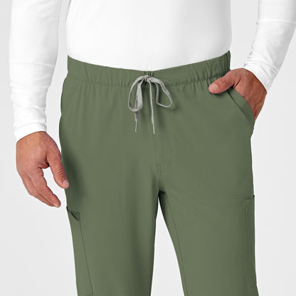 RENEW 5034 Men's Jogger Scrub Pants Olive Model Image Left Side | Wink