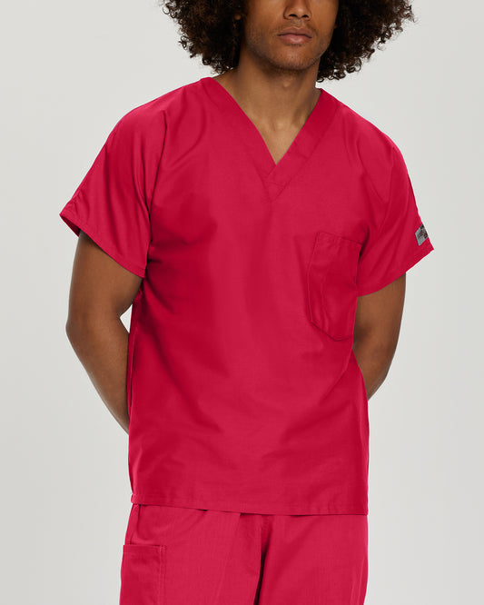 Scrub Zone 71221 Unisex 1 Pocket V Neck Scrub Top Red Image