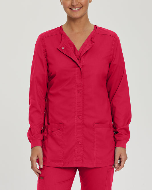 ProFlex 3038 Women's 3 Pocket Warm Up Scrub Jacket True Red Image