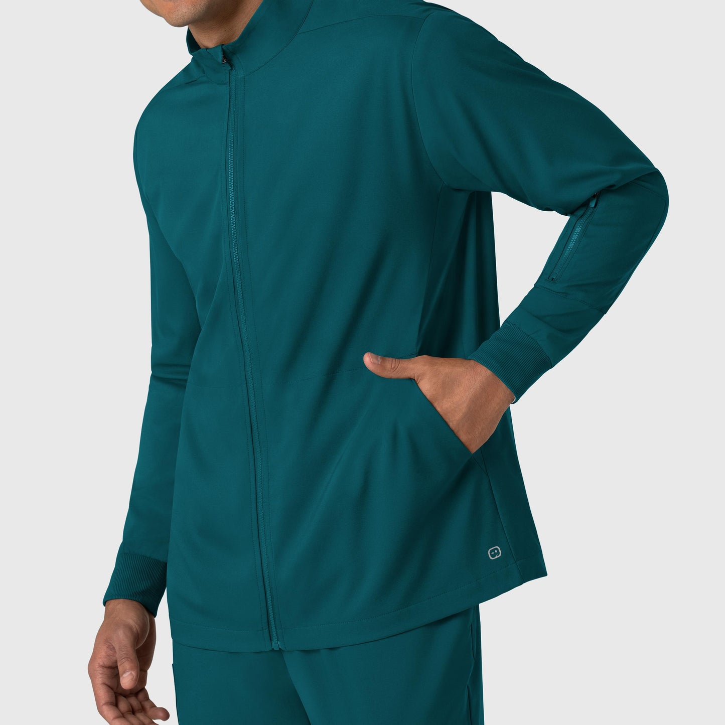 Boundless 8351 Men's Warm Up Scrub Jacket Caribbean Model Image Left Side | Wink