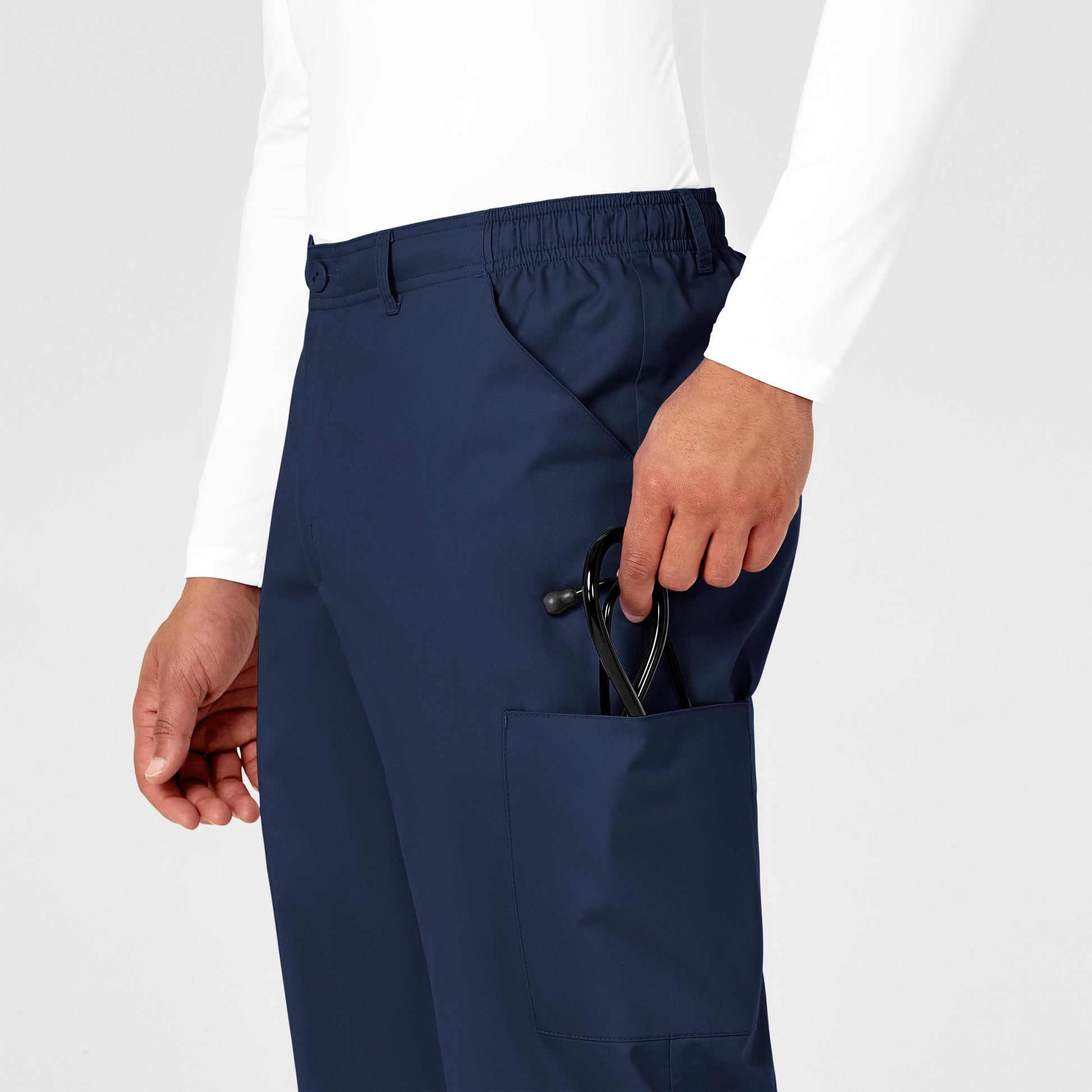 WonderWORK 503 Men's Cargo Scrub Pants Navy Model Image Alternate | Wink