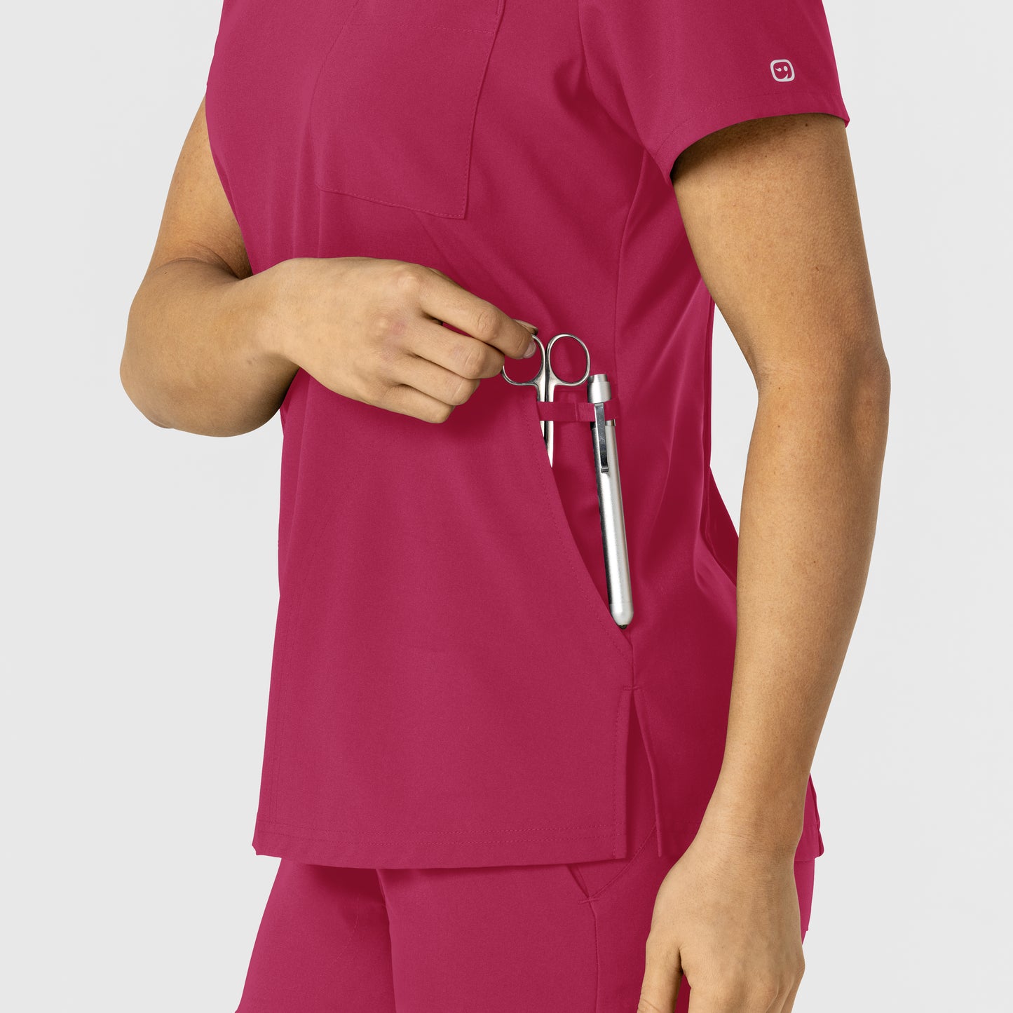 W123 6045 Flex-n-Reach V-Neck Scrub Top Viva Magenta Model Image Alternate | Wink