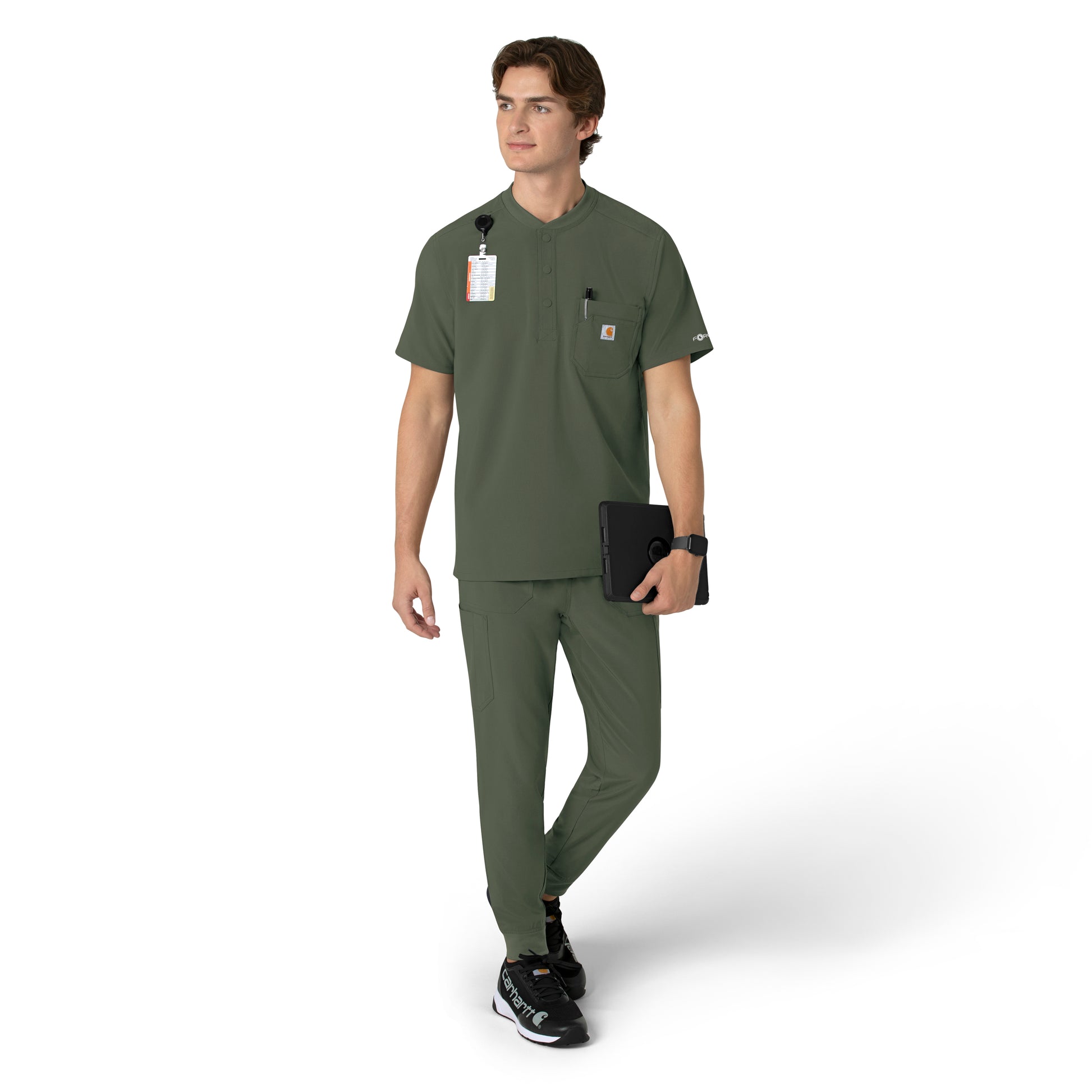 Force Cross-Flex C16310 Men's Henley Scrub Top Olive