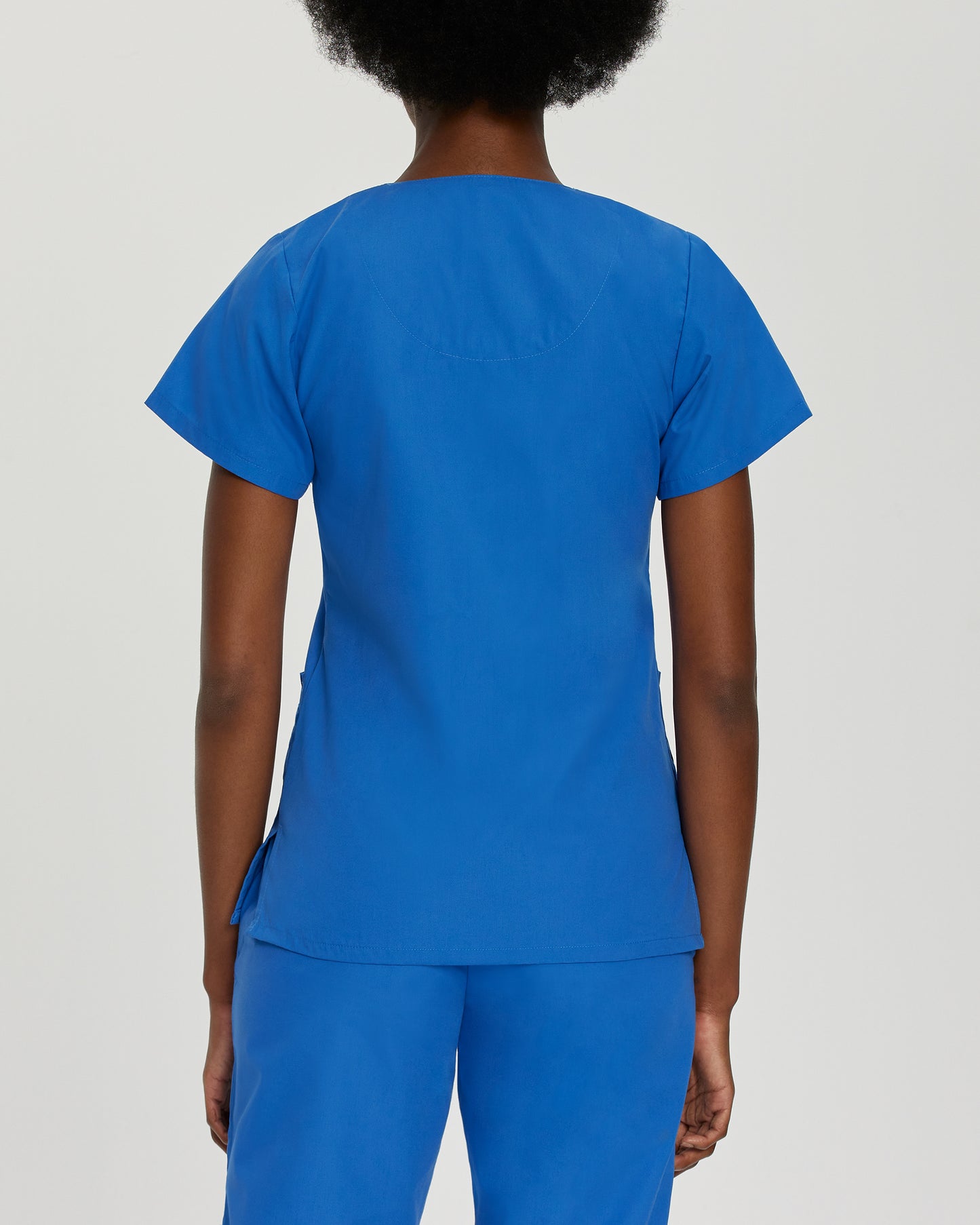 Essentials 8232 Women's 4 Pocket V Neck Scrub Top Royal Blue Image