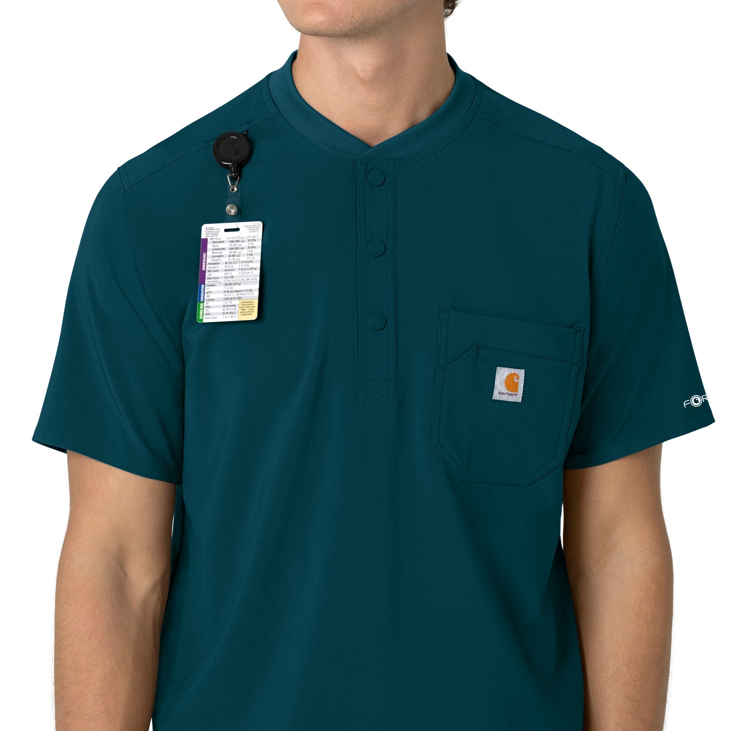 Force Cross-Flex C16310 Men's Henley Scrub Top Caribbean Model Image Alternate | Carhartt