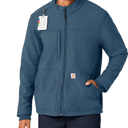 Rugged Flex C80023 Men's Bonded Fleece Jacket Storm Blue Model Image Right Side | Carhartt