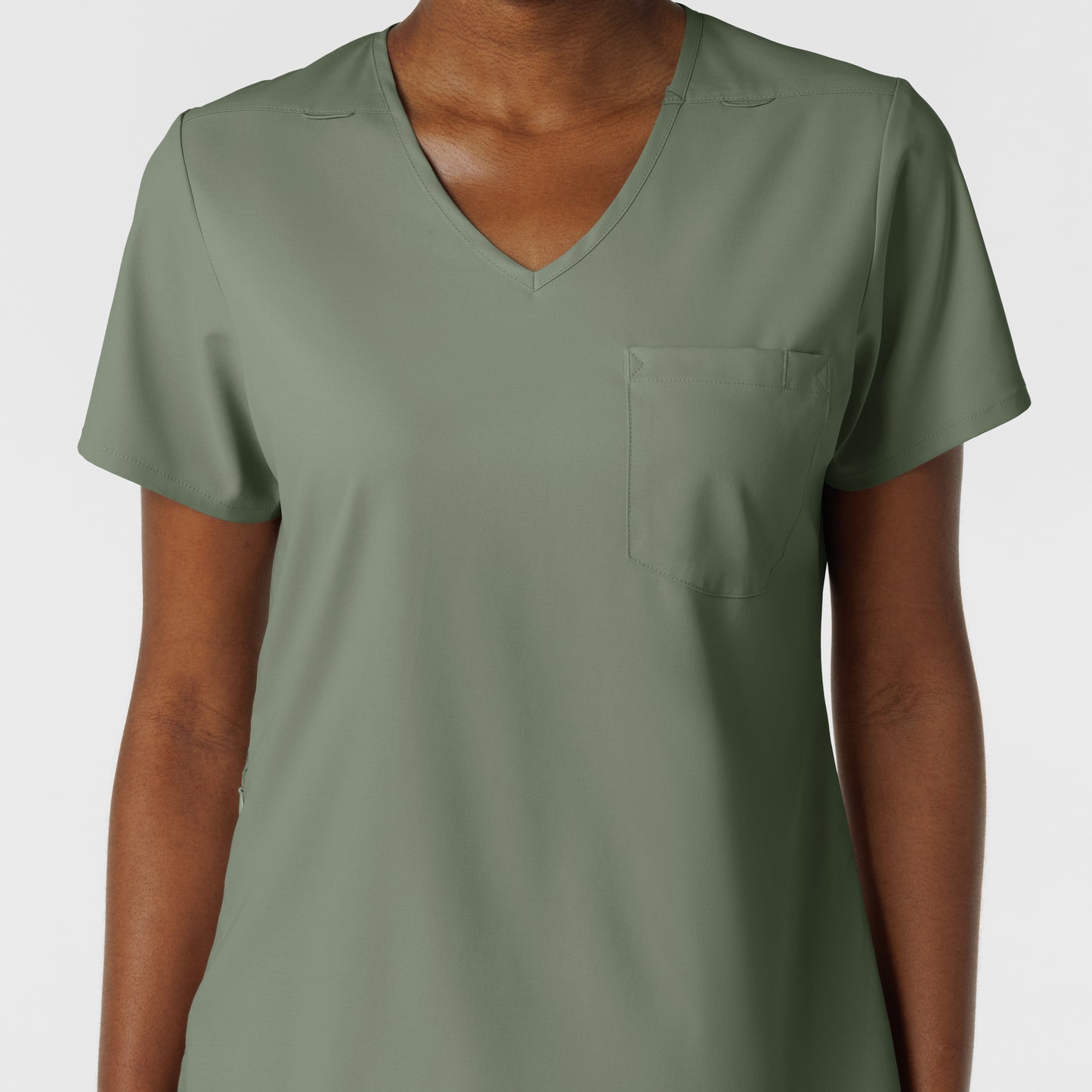 Boundless 6151 Tuck-In Scrub Top Sage Model Image Left Side | Wink