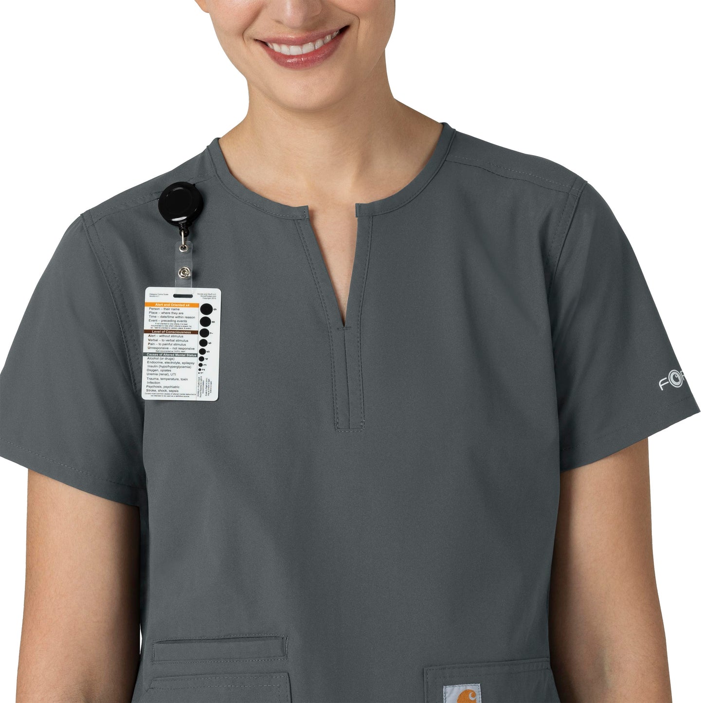 Force Essentials C12213 Notch Neck Tunic Scrub Top Pewter Model Image Alternate | Carhartt