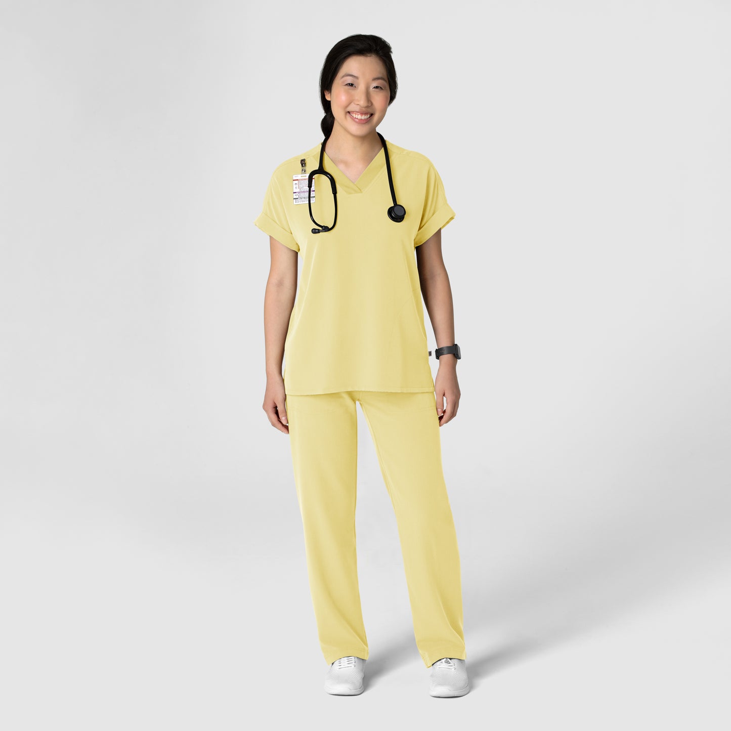 Nova 5232 Stovepipe High-Low Hem Scrub Pant Sunshine Yellow Model Image Right Side | Wink