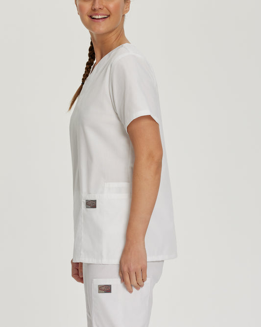 Scrub Zone 70221 Women's 3 Pocket V Neck Scrub Top White Image