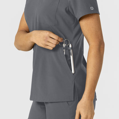 W123 6045 Flex-n-Reach V-Neck Scrub Top Pewter Model Image Alternate | Wink