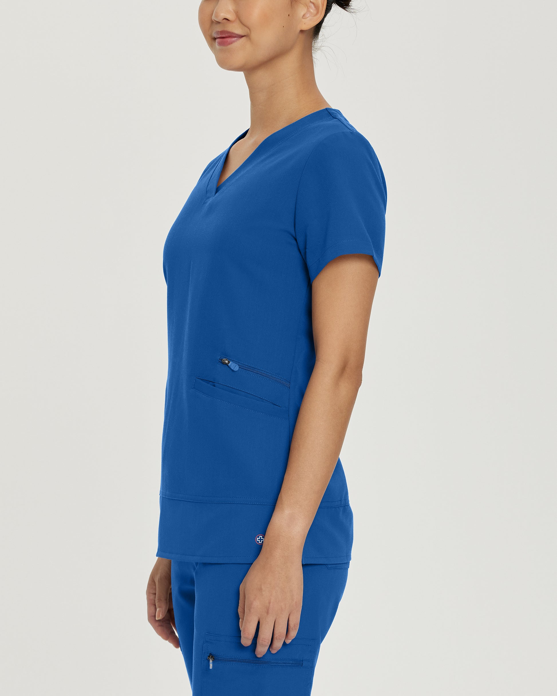 V-Tess 796 Women's 3 Pocket V Neck Scrub Top Royal Image