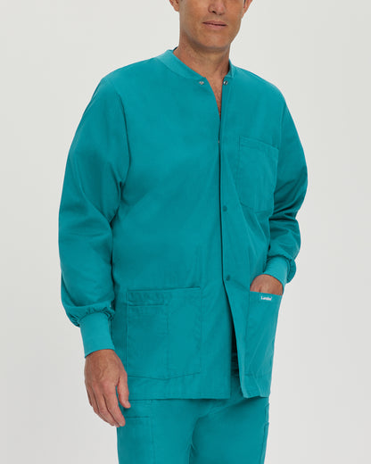 Essentials 7551 Men's 5 Pocket Warm Up Scrub Jacket Teal Image