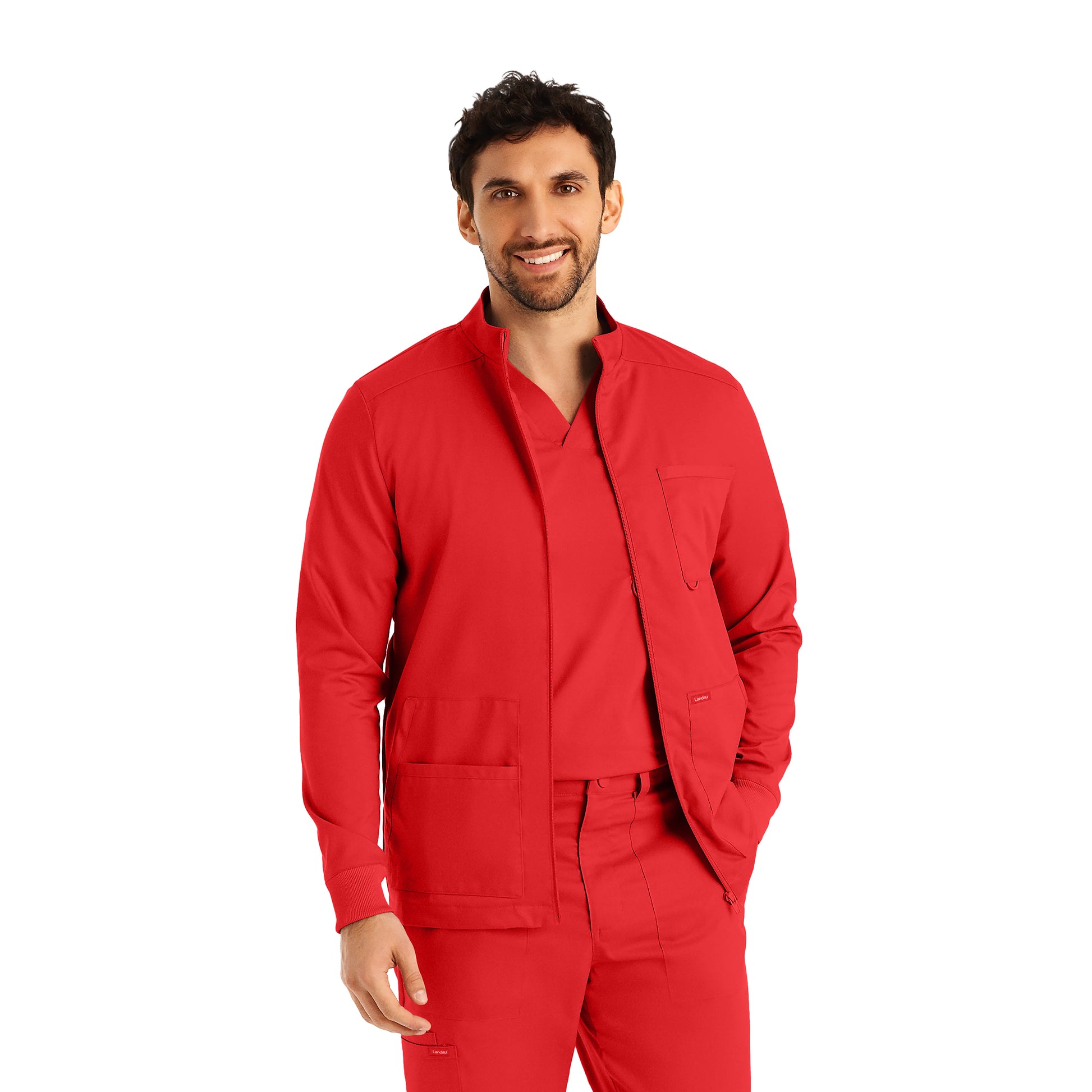 ProFlex LJ702 Men's 4 Pocket Scrub Jacket True Red Image