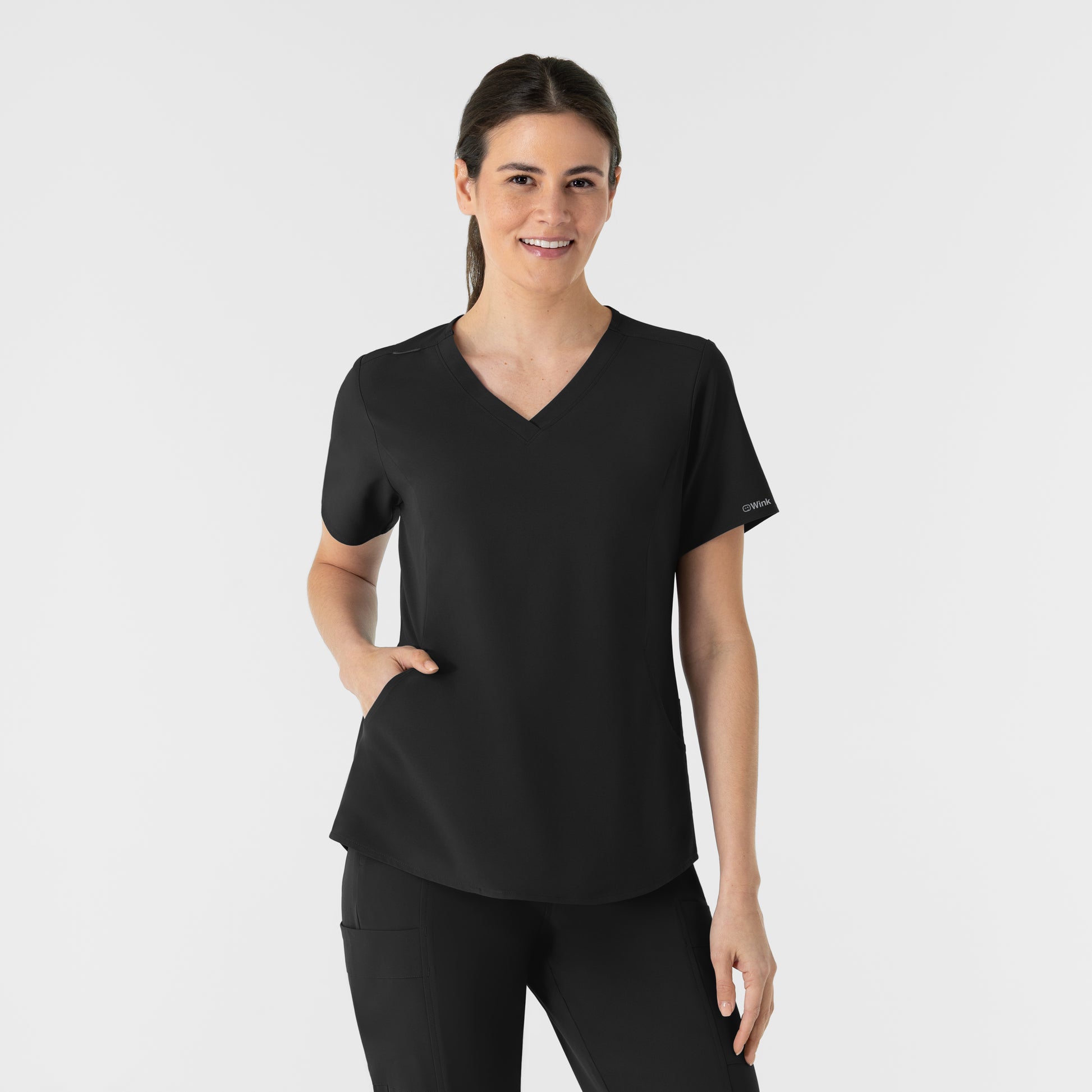 RENEW 6254 Women's V-Neck Scrub Top Black