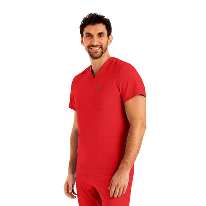 Forward LT110 Men's 4 Pocket V Neck Scrub Top Red Image