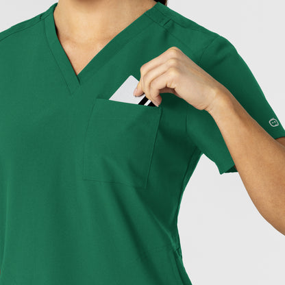 W123 6045 Flex-n-Reach V-Neck Scrub Top Hunter Model Image Alternate | Wink