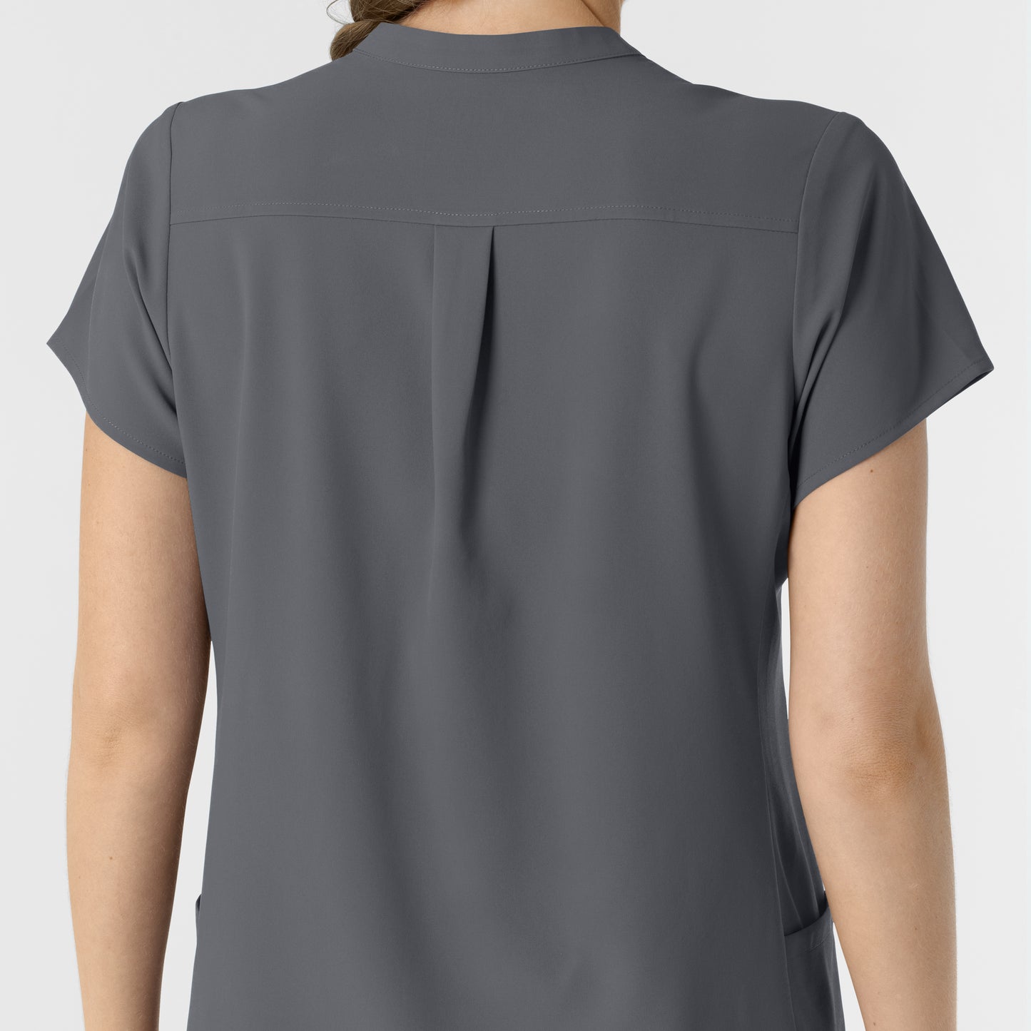 RENEW 6734 Mandarin Collar Scrub Top Pewter Model Image Alternate | Wink