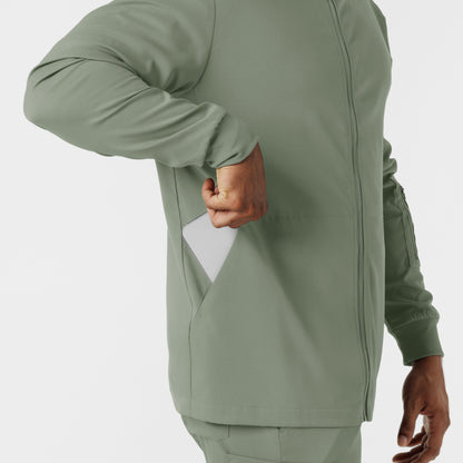 Boundless 8351 Men's Warm Up Scrub Jacket Sage Model Image Alternate | Wink