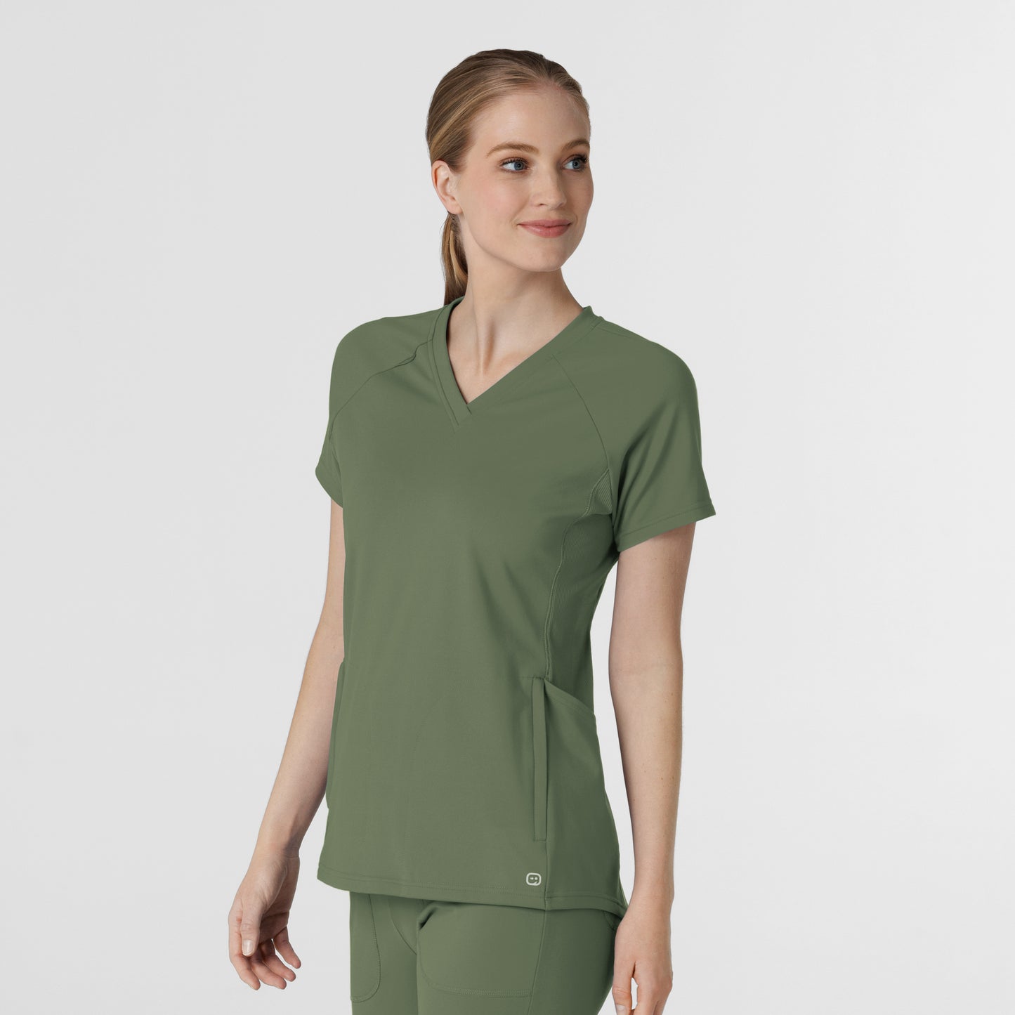 RENEW Knit 6259 Women's Flex-n-Reach V-Neck Raglan Scrub Top Olive