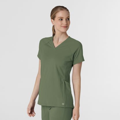 RENEW Knit 6259 Women's Flex-n-Reach V-Neck Raglan Scrub Top Olive