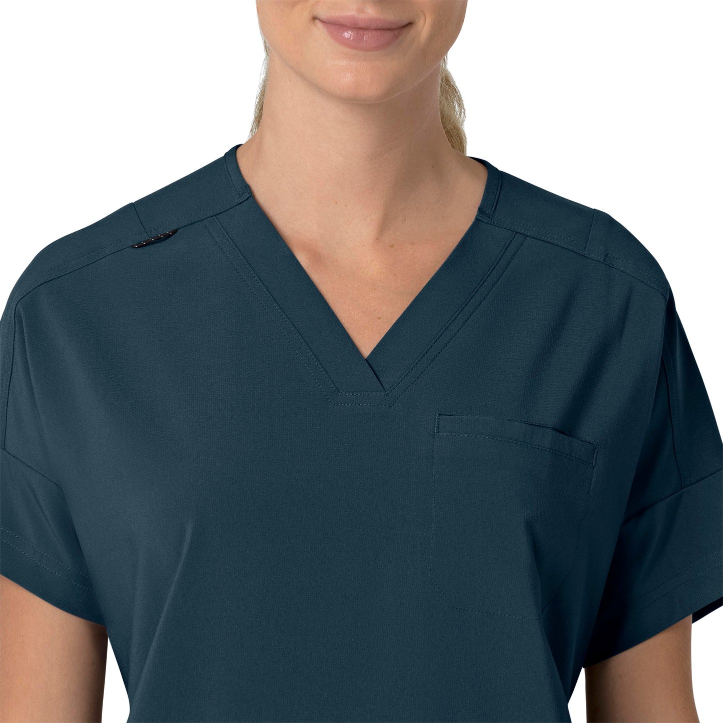 Force Cross-Flex C13110 Oversized V-Neck Scrub Top Navy Model Image Left Side | Carhartt