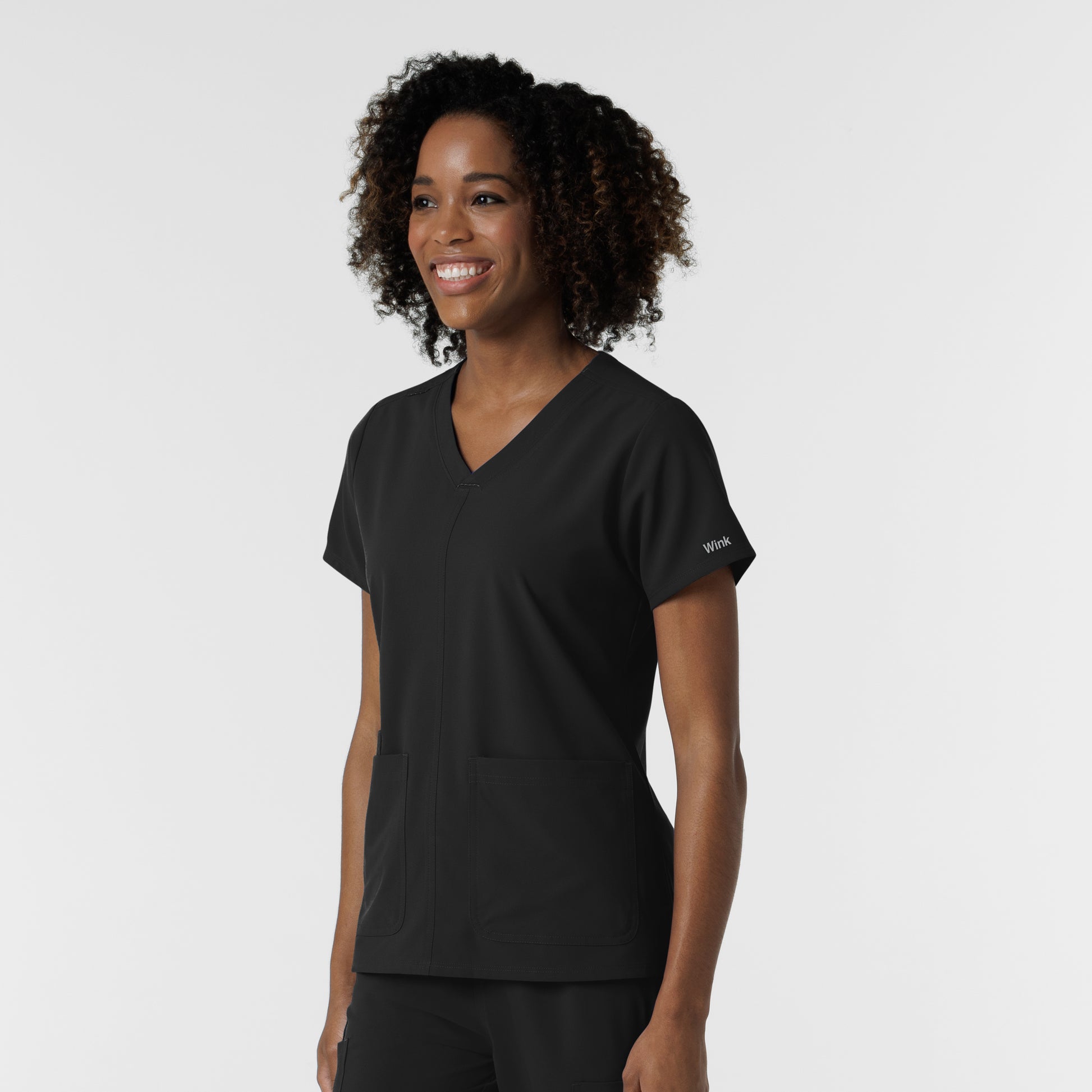 NURTUR 6180 Women's V-Neck Scrub Top Black