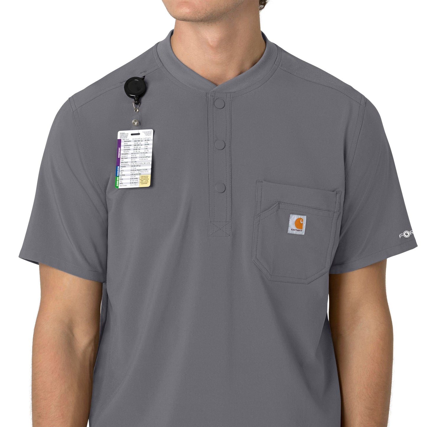 Force Cross-Flex C16310 Men's Henley Scrub Top Pewter Model Image Alternate | Carhartt