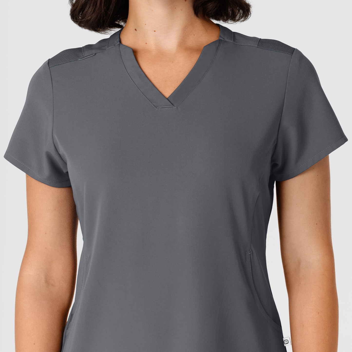 Nova 6432 Flex-n-Reach V-Neck Scrub Top Pewter Model Image Left Side | Wink