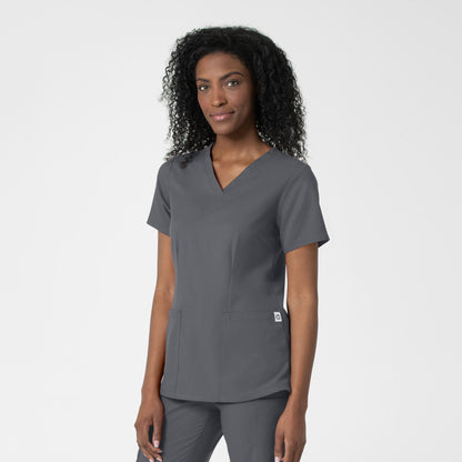 Thrive 6122 Fitted 3-Pocket V-Neck Scrub Top Pewter Model Image Right Side | Wink