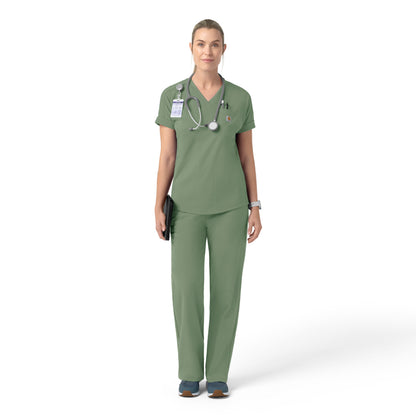 Force Cross-Flex C13190 Knit Women's V-Neck Scrub Top Green Slate