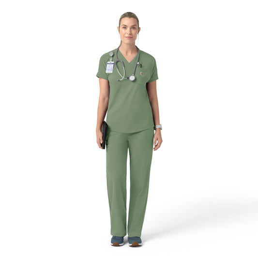 Force Cross-Flex C13190 Knit Women's V-Neck Scrub Top Green Slate