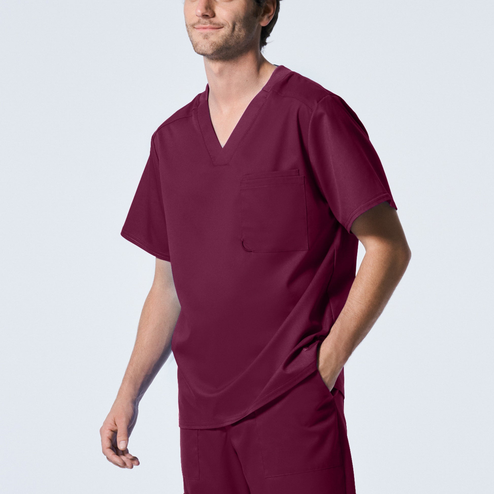 ProFlex LT108 Men's 2 Pocket V Neck Scrub Top Wine Image