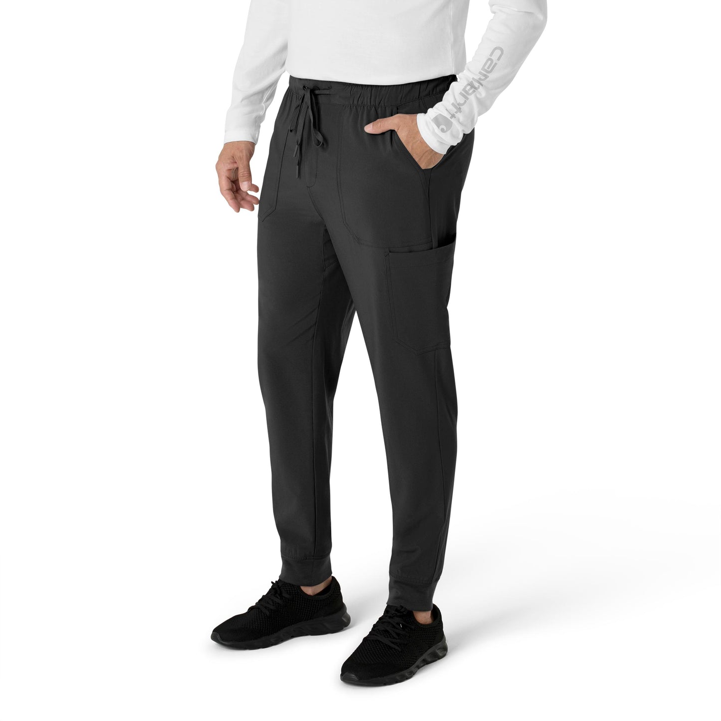 Force Cross-Flex C56310 Men's Jogger Scrub Pant Black Model Image Left Side | Carhartt