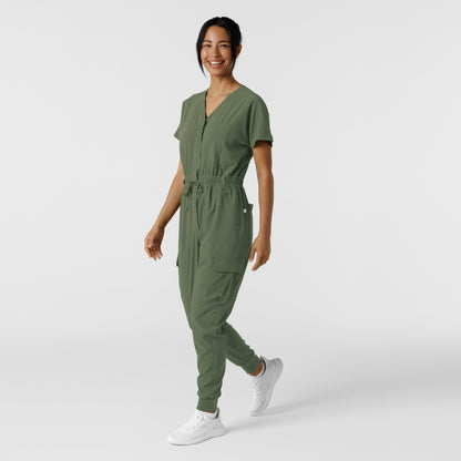 RENEW 3234 Cargo Jogger Scrub Jumpsuit Olive Model Image Right Side | Wink