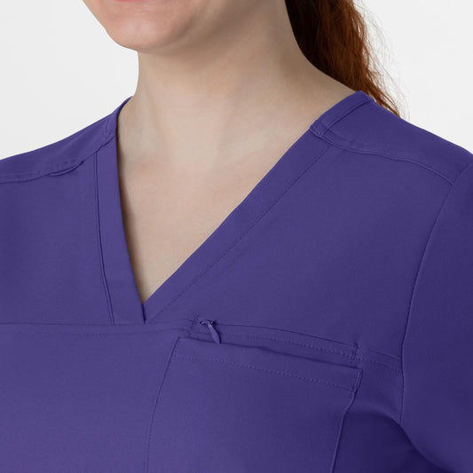 Thrive 6222 V-Neck Tuck-In Scrub Top Grape Model Image Left Side | Wink