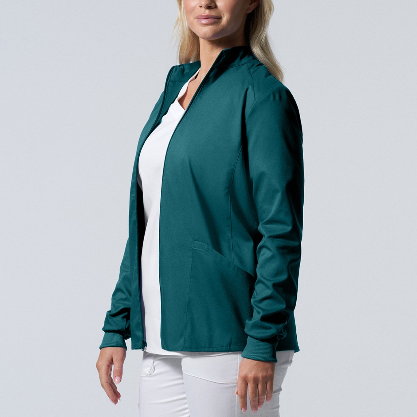 ProFlex LJ701 Women's 3 Pocket Scrub Jacket Caribbean Image